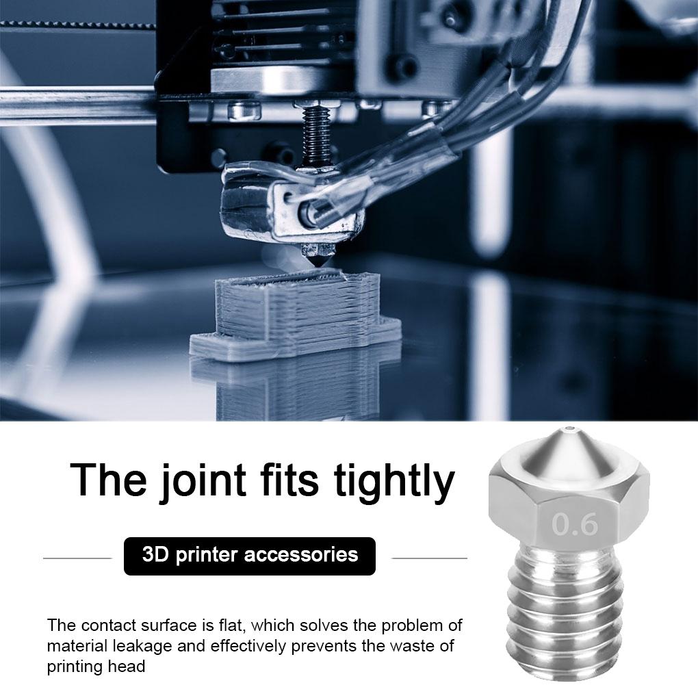 3D Printer Nozzle Stainless Extrude Head Firm Printer Thread Removable Filament Nozzle