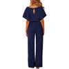 Solid Color Short-Sleeve Tie-Sleeve Romper Jumpsuit