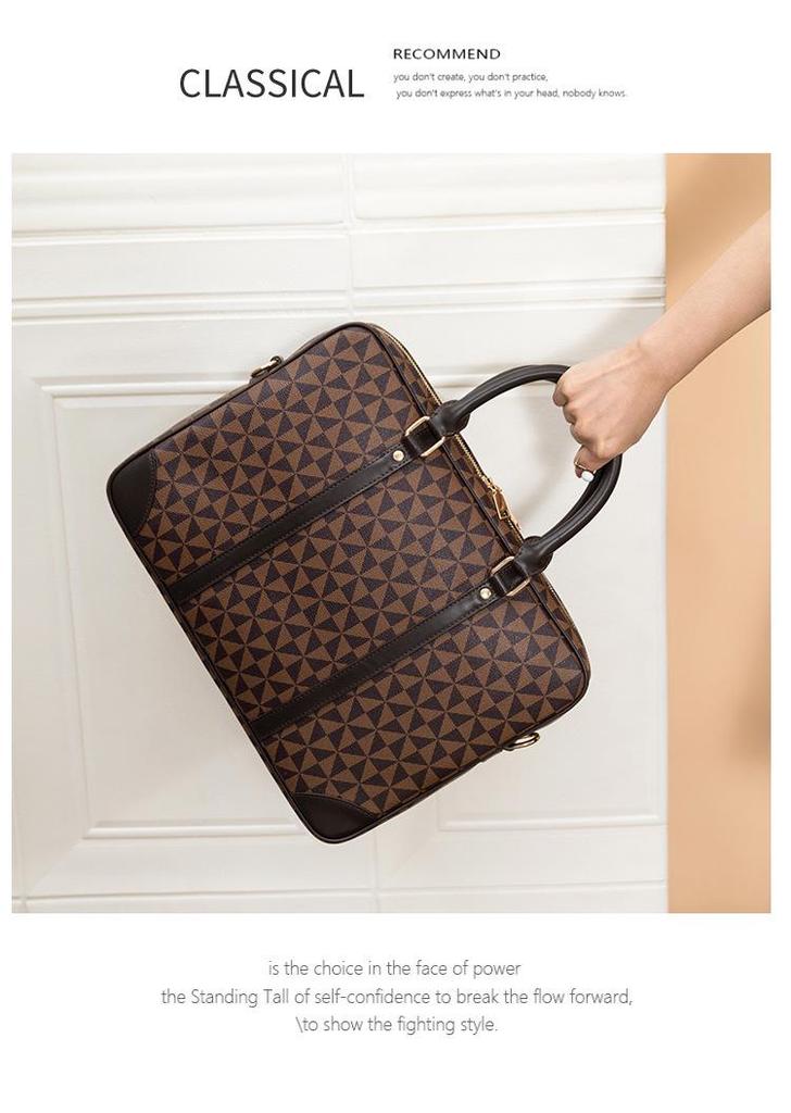 Men's Trendy European & American Large Capacity Business Briefcase: Printed Crossbody & Shoulder Handbag for Laptop.