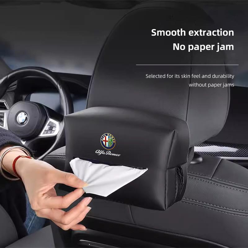 Car Leather Tissue Bag Tissue Storage Wrap For Alfa Romeo Giulietta Mito 159 Giulia Stelvio 156 147 Tonale Brera Disco Volante