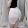 Sexy Solid Color Black Ultra Thin See Through Mini Short Skirts High Waist Bodycon Wrap Hips Skirt for Woman Fashion Club Wear
