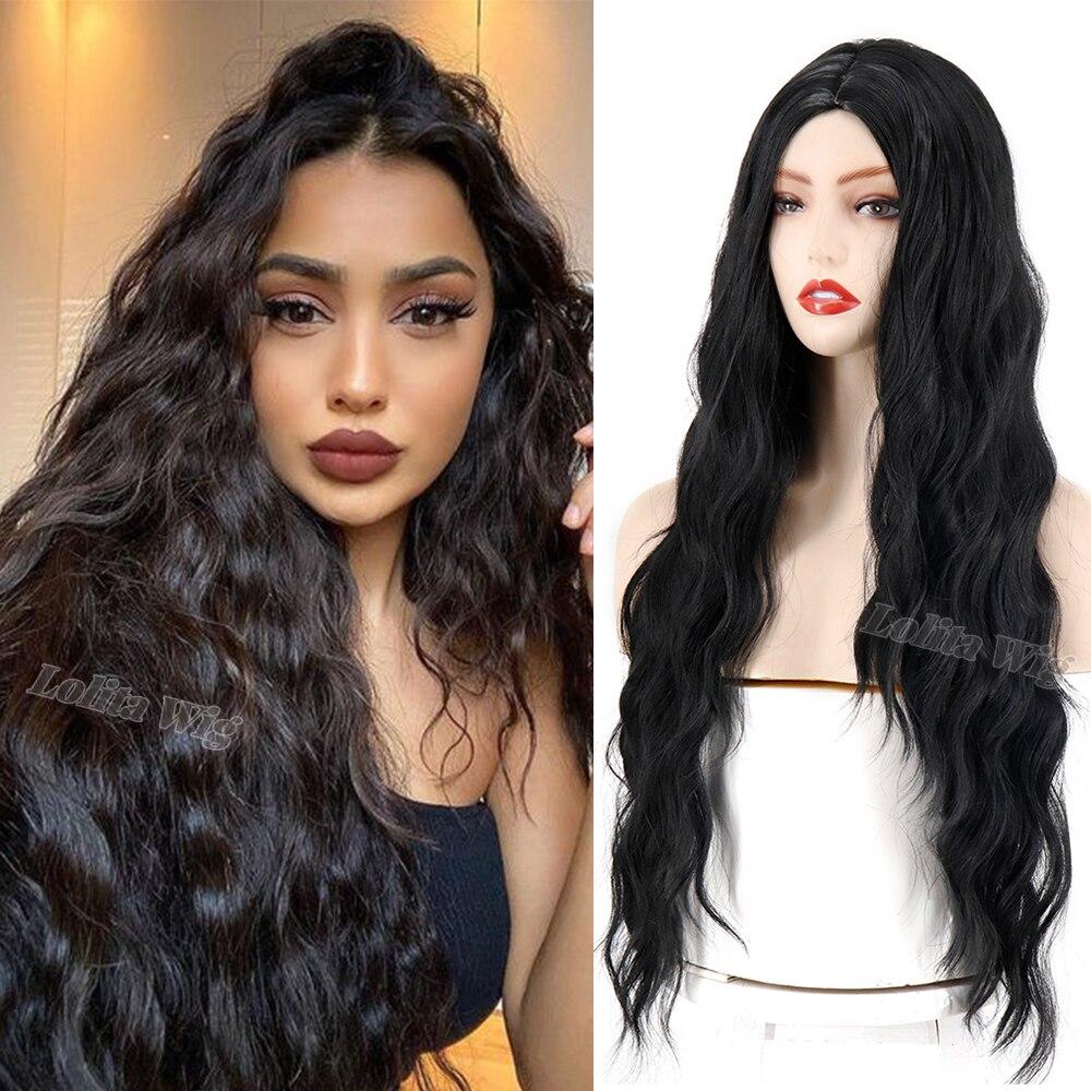 XINRAN Peruci coafura cu val lung, portocaliu mijlociu, negru, perucă din fibre sintetice rezistente la căldură pentru femei Cosplay