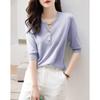 Demana Women's Silk-Wool Blend Half-Open Collar Knit Top