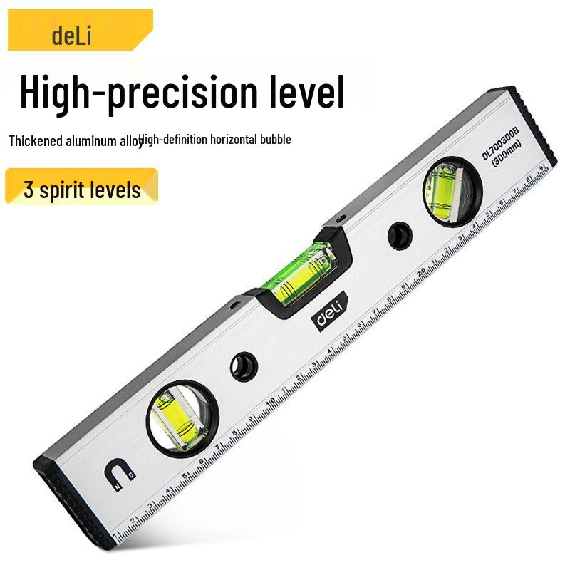 Livella a bolla in alluminio ad alta precisione Deli Tools - Resistente alle cadute, Righello magnetico per uso domestico