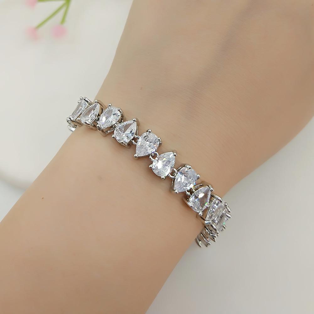 Uilz Fashion Luxury Full Zircon Bracelets for Women Charm Silver Color Crystals Bracelets Women's Wedding Party Jewelry