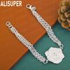 925 Sterling Silver Exquisite Flower Side Chain Charming Bracelet Gift Jewelry