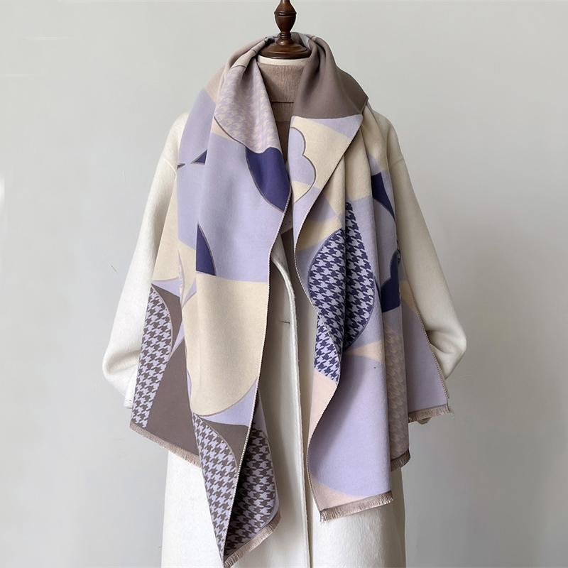 Luxury Winter Imitation Wool Scarf Women Cashmere Warm Pashmina Brand Foulard Female Shawls Wraps Thick Soft Bufanda Scarves