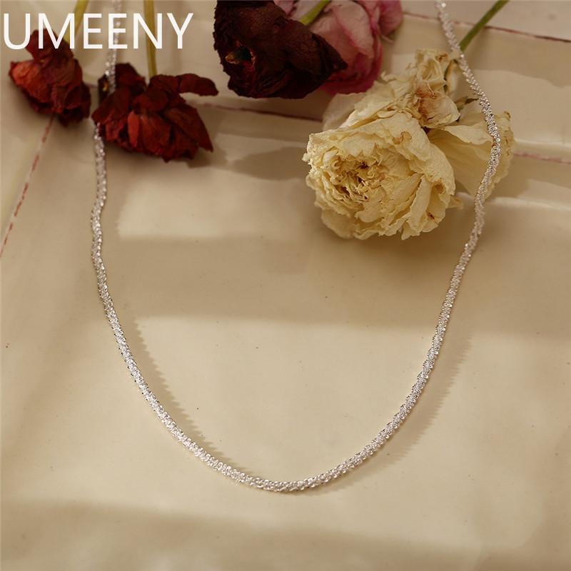 New S925 Sterling Silver Necklace 2mm Sparkling Collarbone, Sweater Chain, High Charm Zircon Gift Women