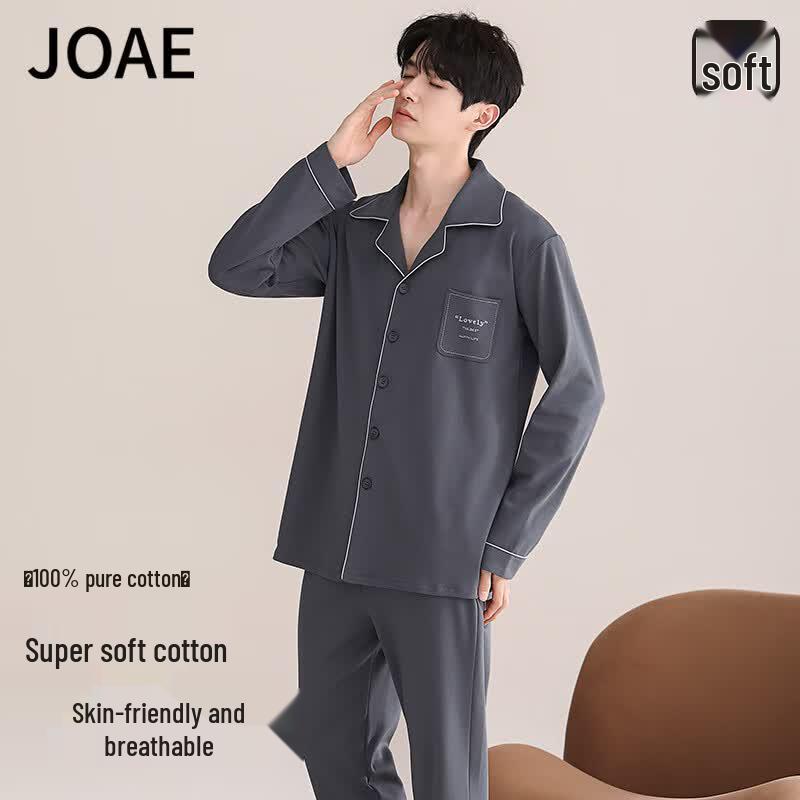 JOAE Men s 100% Cotton Long Sleeve Pajama Set XXL