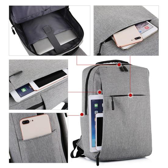 Unisex Batoh na notebook Oxford Tkanina Vodotěsný Batoh Vícekomorový Batoh s USB nabíjecím portem pro Služební cestu Práci Školu