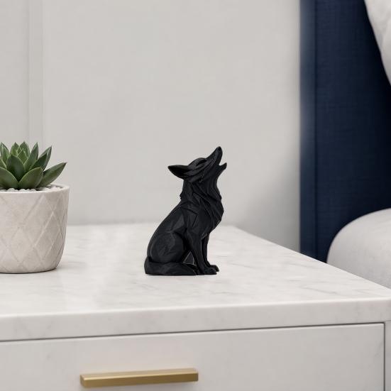 Wolf Howling Statue, 3D Printed Mini Animal Figurine, Standing Sitting Wolf Decor for Desk Shelf, Gift for Wolf Lovers
