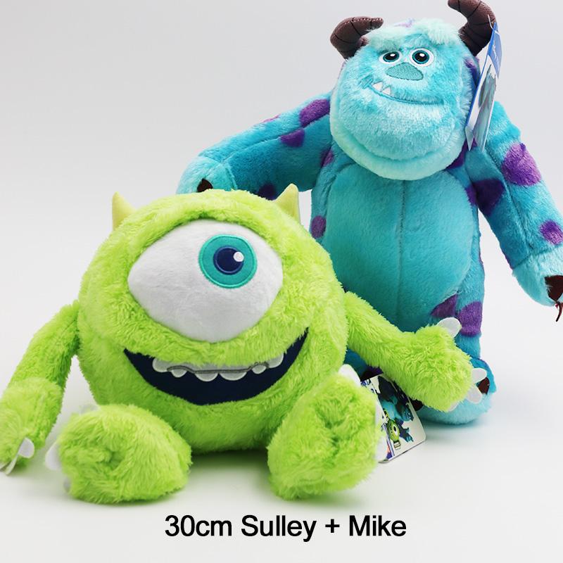 Kawaii Fluffy Pixar Sulley And Mike Plush Toys Set Monsters Inc Wazowski Cute Anime Stuffed Dolls Birthday Gift For Girls Boys