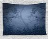 Atmospheric Forest Night Tapestry Blue Wall Hanging Polyester Boho Decor Aesthetic Mysterious Tree Scene Art Print for Living Ro