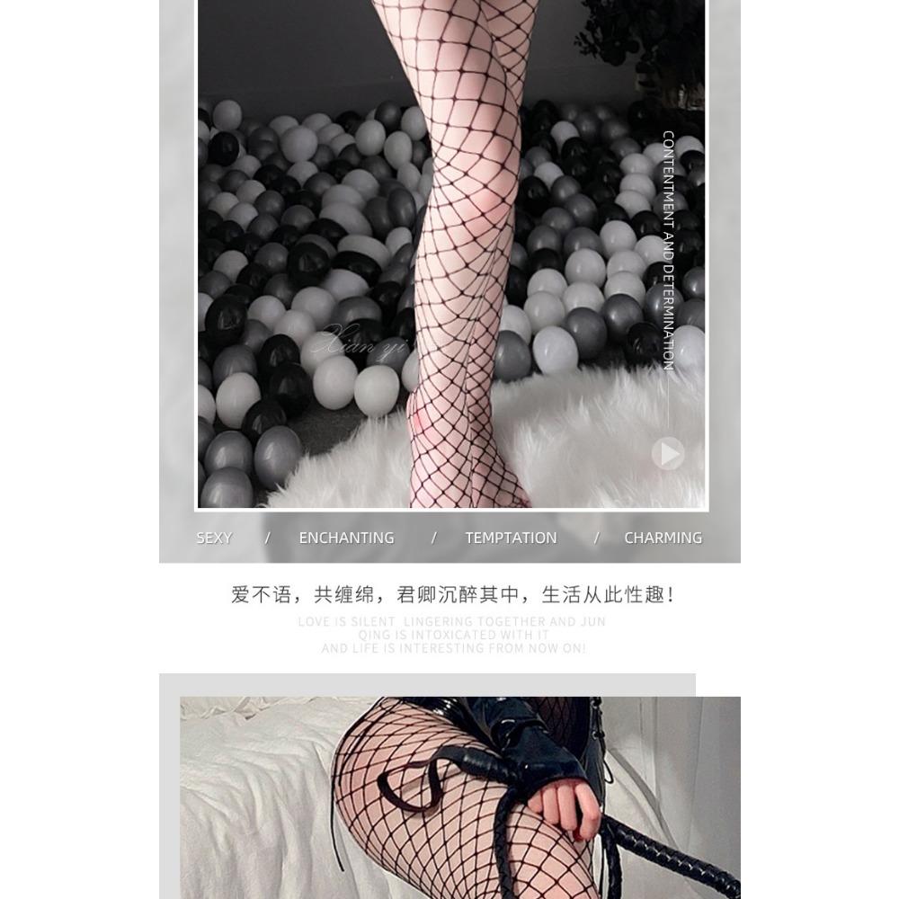 Xianyi Sexy Sexy Black Stockings Full Body One-piece Open Temptation Free Flirting Big Eyes Mesh Socks Women's Large Size W12