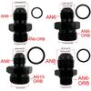 4X Fuel Line Hose Fitting Male Adapter ORB-6 ORB-8 ORB-10 ORB-12 O-Ring Boss To 6AN 8AN 10AN 12AN Aluminum Flare Fitting Black