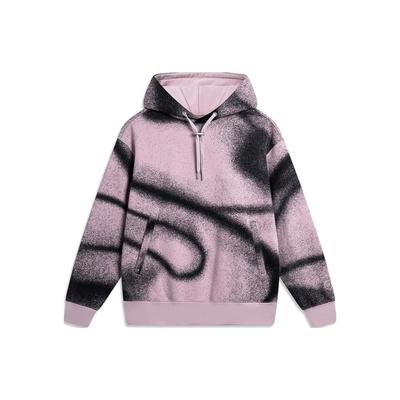 Li-Ning Wade Series Tie-Dye Reflective Fleece Warm Loose Pullover Hoodie Men Hoodies Slate-Gray Purple Black AWDTD23-4