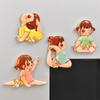 4pcs Set of Japanese Magnetic Fridge Stickers, Featuring a Korean Sporty Self Discipline Girl, Cute Cartoon Designs for Fridge Decoration