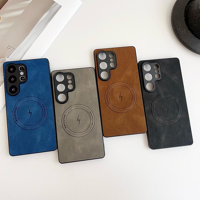 S23 FE Lightning Fashion Leather Phone Case For Samsung Galaxy S23 Plus Soft Bumper Protection Cases Anti-Fall Cover S23 Ultra