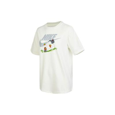 Nike Sportswear Logo Print Vintage Loose Fit Round Neck Short Sleeve T-Shirt Women Tops Beige DR9021-133