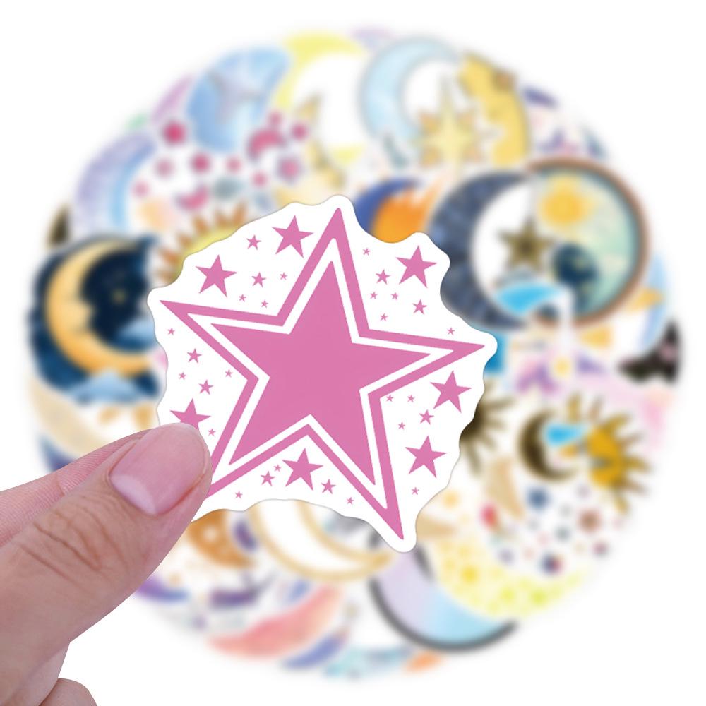 Moon & Stars Graffiti Stickers (55 Sheets) for Kids - Perfect for Notebooks, Scooters, DIY Crafts