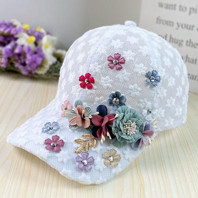 Summer Thin Lace Duckbill Cap Women's Embroidered Flower Mesh Breathable Baseball Cap Sun Protection Hat