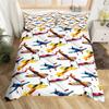 Aircraft Queen Duvet Cover Set Cartoon Airplane Bedding Set Polyester Clouds Stars Moon Print Comforter Cover For Kids Boys Room