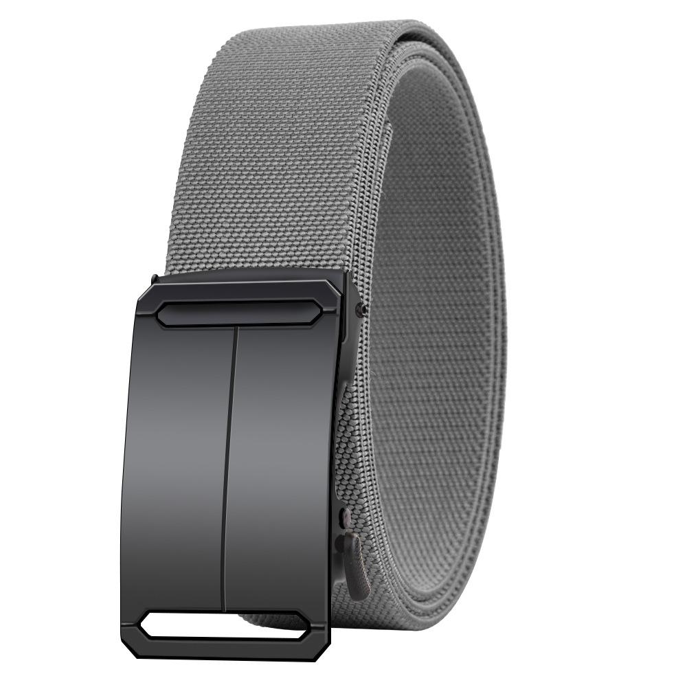 

Luxury Brand Design Nylon Braided Belt Vintage Metal Automatic Buckle Waistband Men Elastic Belt сірий
