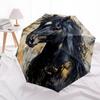 1pc Horse Abstract Automatic Open/Close Umbrella, Portable Folding Umbrella for Travel, Themed Events064