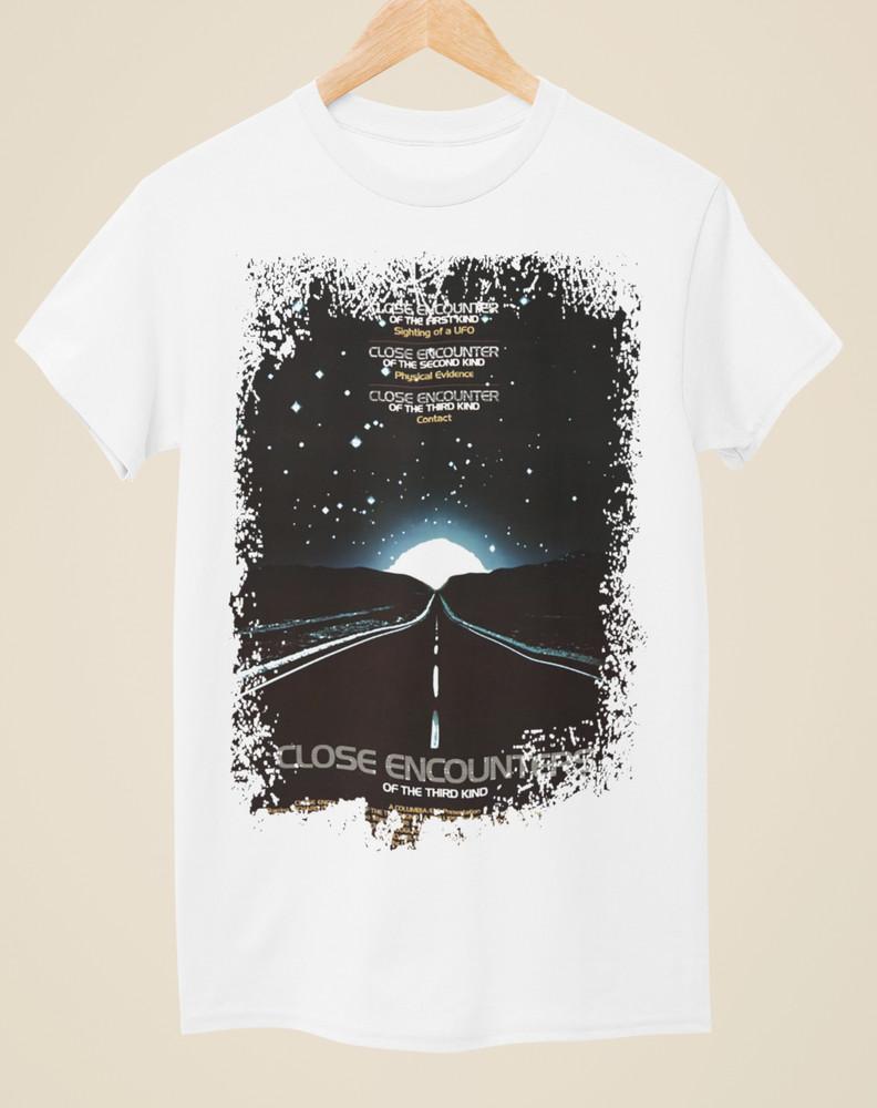 Close Encounters of the Third Kind - Movie Poster Inspired Unisex White T-Shirt Unisex T-Shirt L
