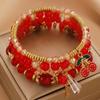 2026 Creative Beaded Crystal Bracelet 4-piece Cherry Pendant Beaded Bohemian Style Bracelet Wholesale