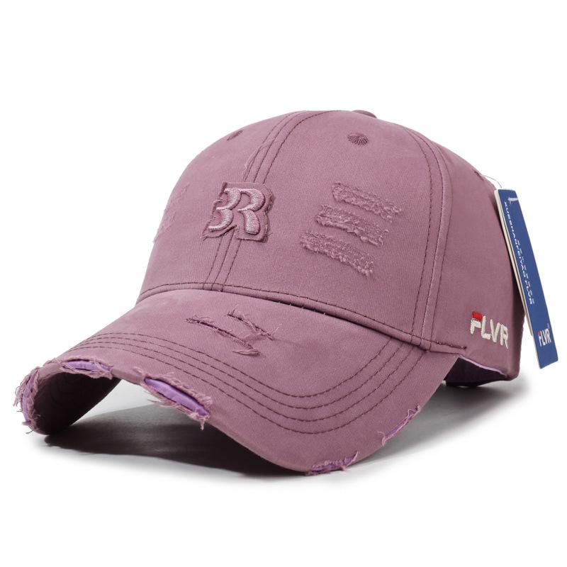 New retro autumn and winter hole letter baseball cap women's hard top casual versatile sunshade cap men's tide