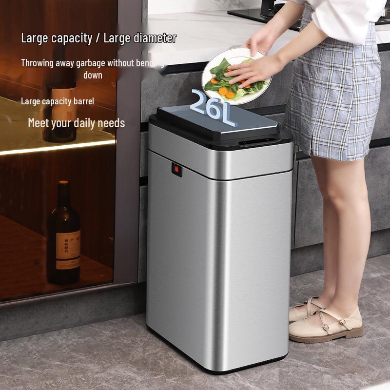 Automatic Large Smart Sensor Trash Can with Lid for Kitchen, Bathroom, Office, and Living Room