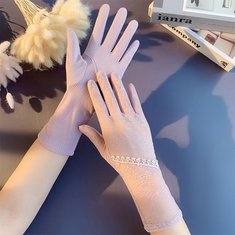 Sunscreen Lace Gloves Spring Bow Touch Screen Gloves Ladies Driving Breathable Outdoor Shade Cycling Summer Gloves