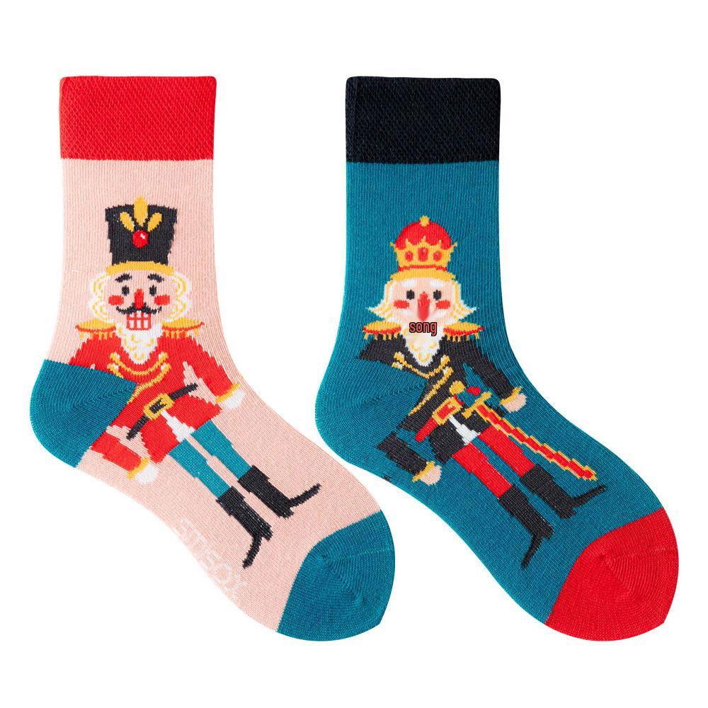 Children's Asymmetrical Cartoon Mid-Calf Socks - Colorful Parent-Child Style, Trendy Fashion for Kids