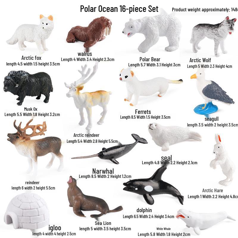 Polar Wildlife Animal Model Toy Set: Polar Bear & Penguin