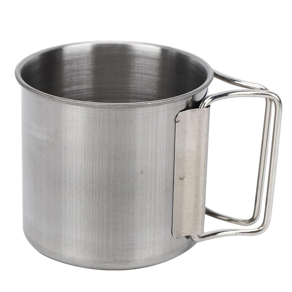 6Pcs Set Stainless Steel Outdoor Camping Cookware Utensils Portable Frying Pan Cups Pot Tableware for PicnicSilver