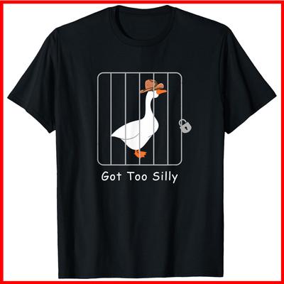 Funny Silly Goose Lover Mugshot - Got Too Silly Black Cotton T-Shirt S-5XL