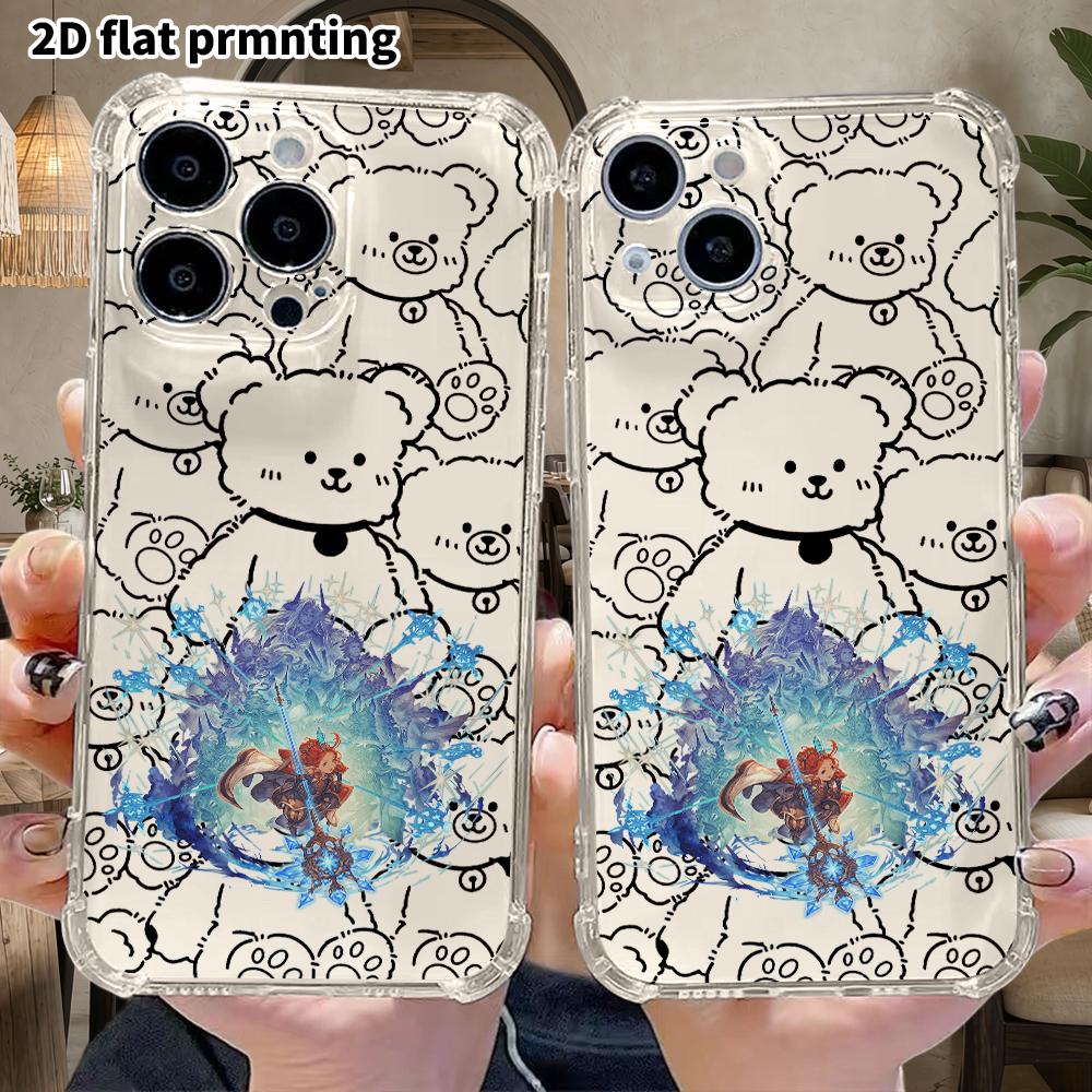 Phone Case: 2D flat suitable for iPhone 18 17 16 15 14 13 Pro, transparent four corner protective case, red haired loli, Christmas and Halloween gift