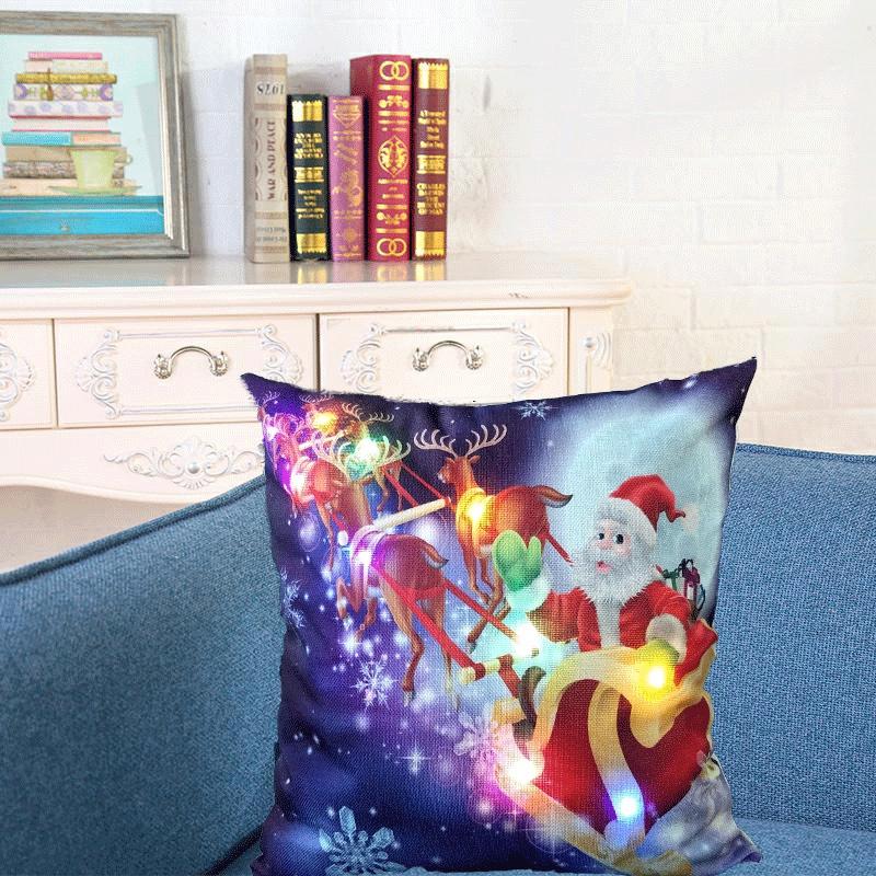 Luxuriöser Weihnachts-LED-Lichter Kissenbezug aus Leinen für festliche Heimdekoration und gemütliches Sofa