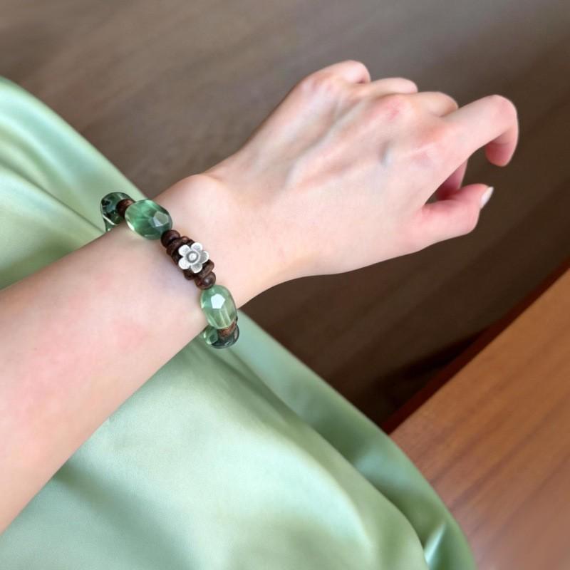 Bracelet Women Natural Green Fluorite Beaded Jewelry Fashion Office Style