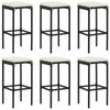 Day and Night - Day and Night Kitchen Stools with Cushions 6 Pcs Black Synthetic Rattan