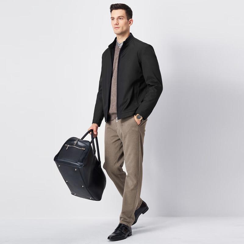 Shanshan Men's Fleece-Lined Business Stand Collar Jacket