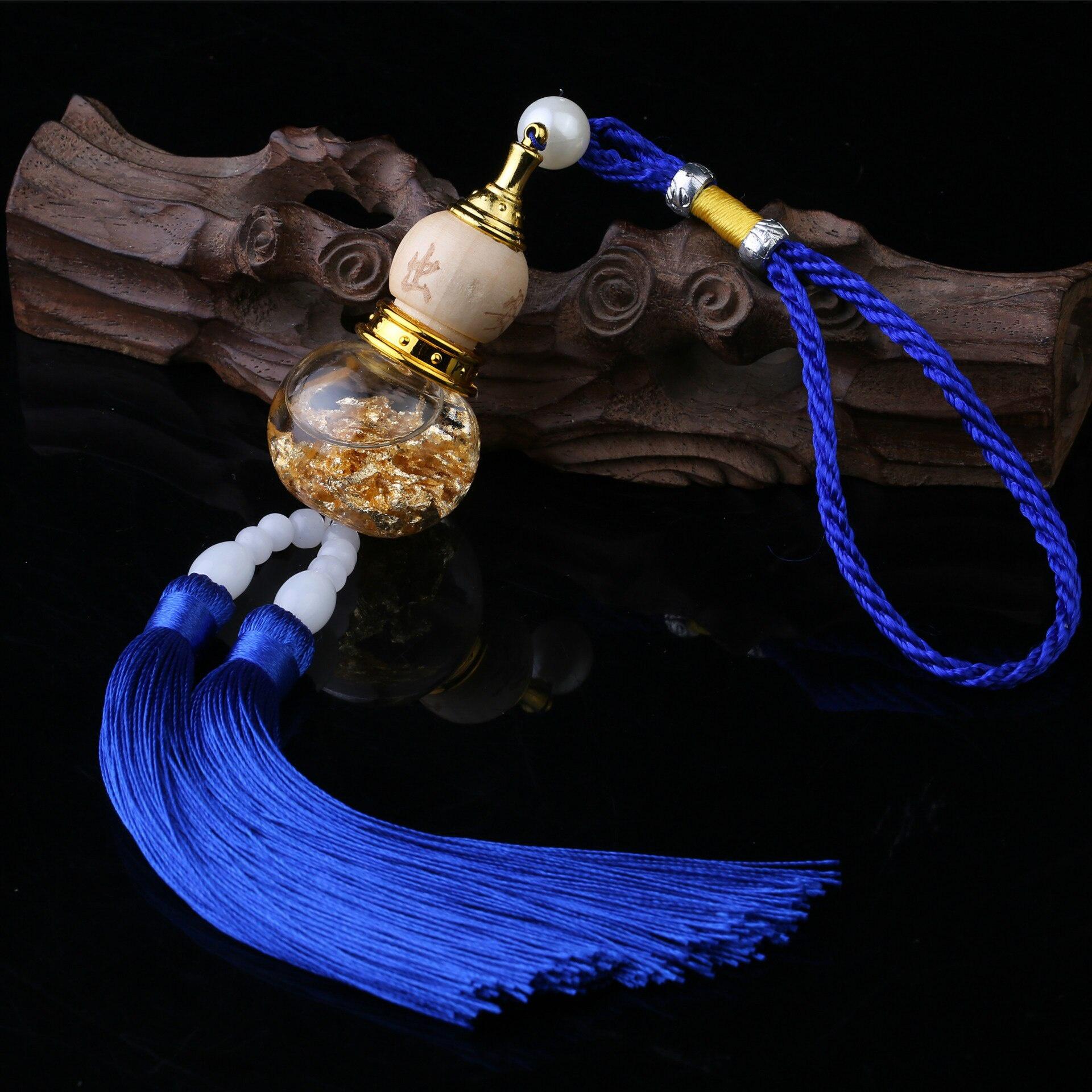 1pcs Glass Bottle with Gold Foil Bottom Double Spike Gourd Car Interior Jewelry Pendant  Decoration Accessories синий