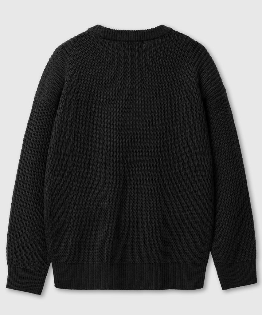 LEMAIN SECOND Oversized Voluminous Washable Crew Neck Hazzi Knit [Black]