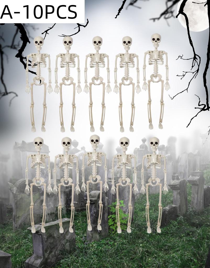 40CM Halloween Simulation Skeleton Hanging Plastic Human Skull Skeleton Can Stand Joints Movable Party Horror Props