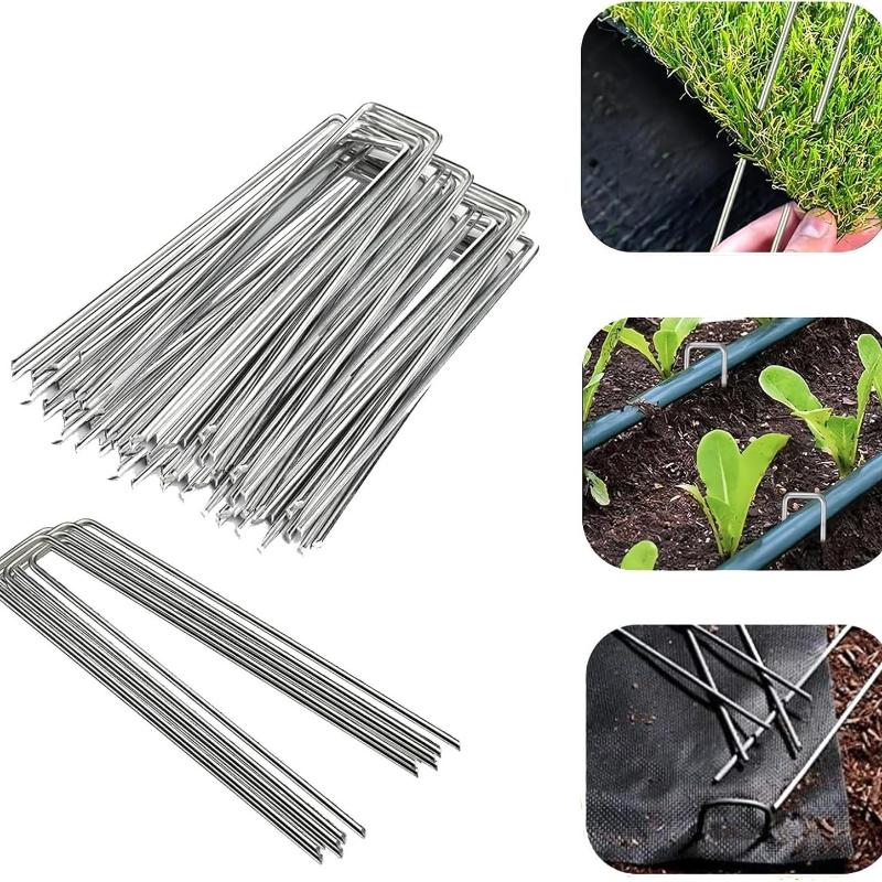 10 Pcs Heavy Duty Galvanized Steel Garden Stakes Rust Resistant Non Slip Washer For Securing Weed Barrier Turf