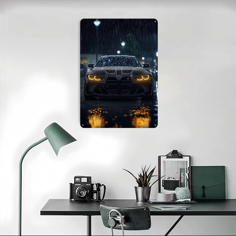 Sports Car M3 In the Rain Printed Poster Customized Wall Art Retro Vintage Metal Tin Signs for Home Gaming Room Decoration Cozy