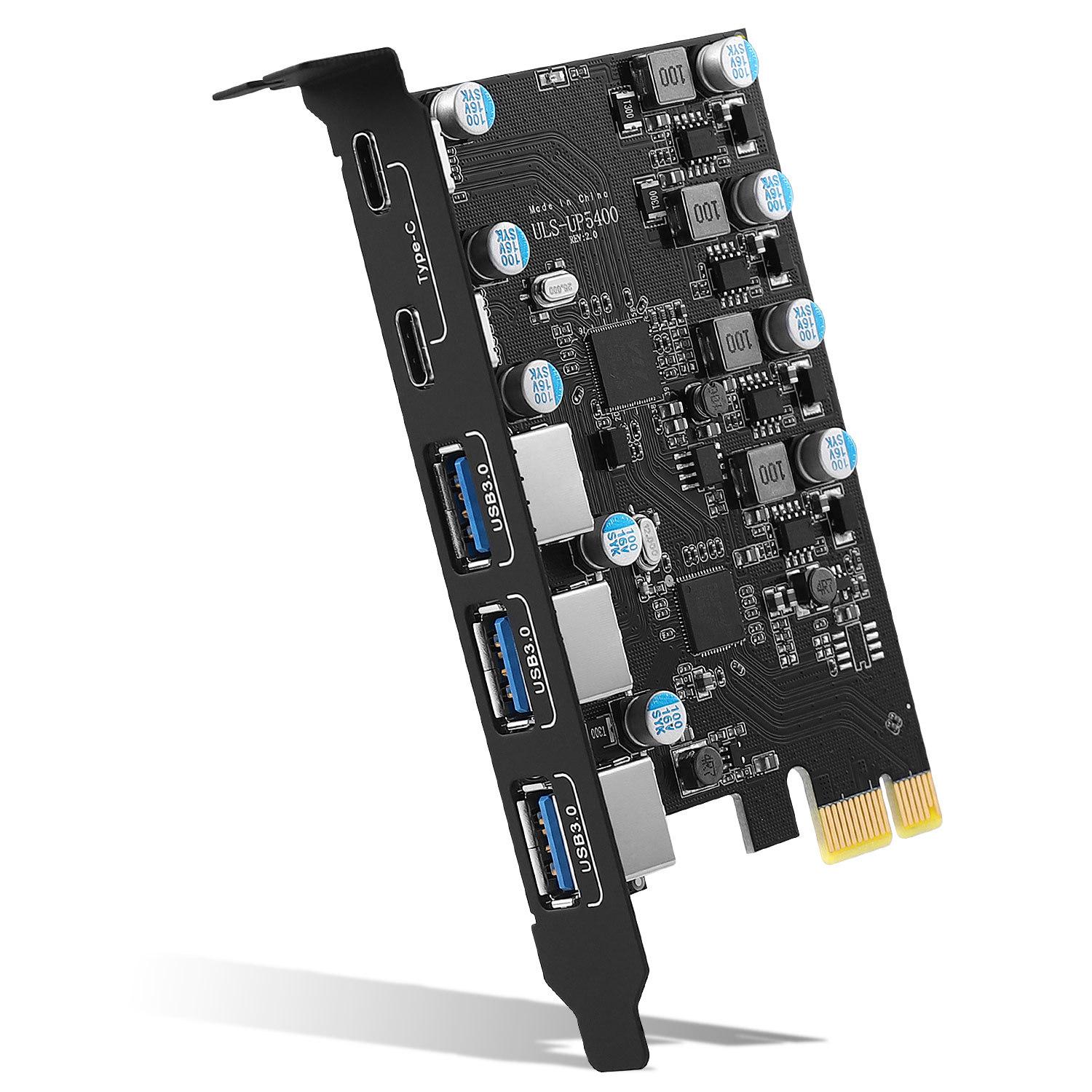

5-Port PCI-E USB 3.0 Adapter Card: 3 USB-A + 2 USB-C Ports, High-Quality 5G.