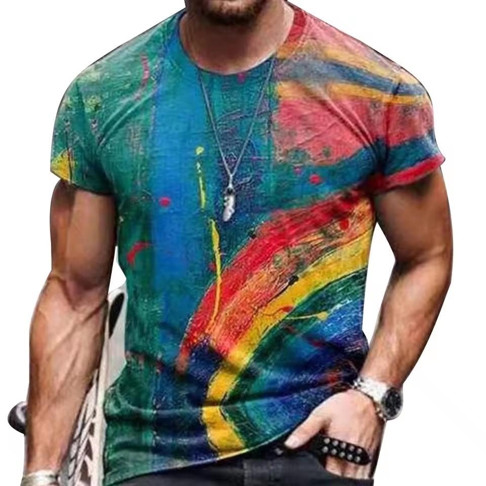 Men's Vintage Oversized Short Sleeve T Shirts  Summer Harajuku Ethnic Style 3D Print O Collared Graphic T-Shirt