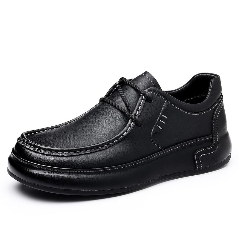 

Fashion Spring Autumn Men s Casual Shoes Breathable Leather Sneakers Loafers Super Soft Male Walk Flats Driving Shoes Business Trainers 44 чёрный